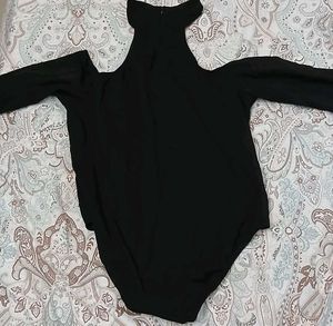Chic Black Cold Shoulder Bodysuit