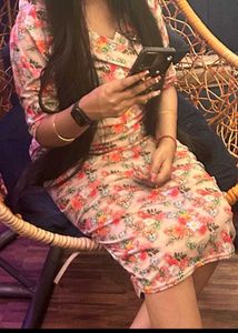 Floral Ruched Midi Dress