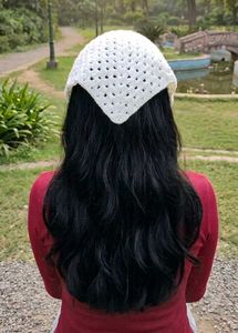 Handmade White Crochet Bandana
