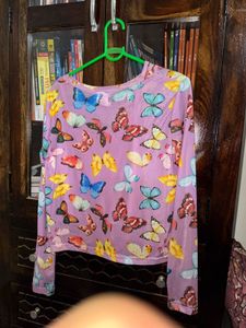 Butterfly Print Mesh Crop Top