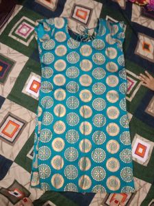 Beautiful Teal Kurta with Gold Print