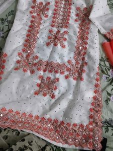 Embroidered Kurta with Mirror Work
