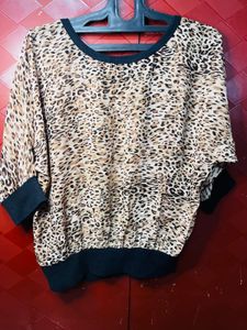 Leopard Print Dolman Sleeve Top