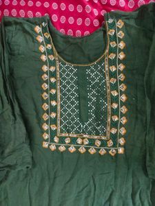 Green Embroidered Kurti