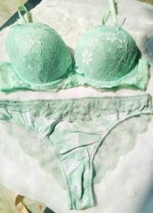 Mint Green Lace pushup braand Panty Set