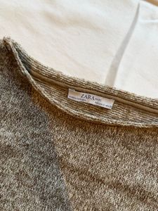 Zara - Cropped Oversized Marled Knit Sweater