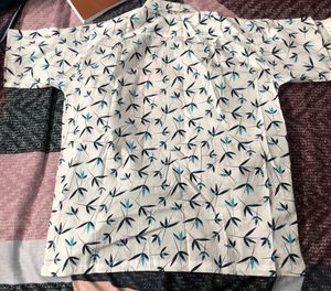 Men's White Bamboo Print Shirt