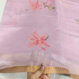 pink Floral Saree