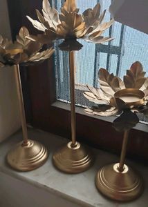Golden Lotus Candle Holders (Set of 3)