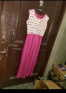 Chic Pink Midi Dress with Floral Bodice