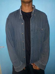cropped boxy fit denim shirt