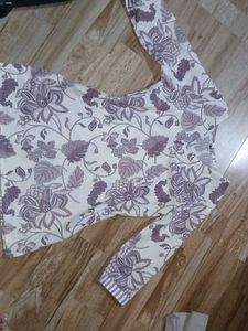 Floral Print Long Sleeve Kurta