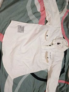 Kids White Casual Top with Pocket Detail