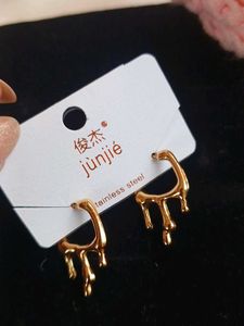 Unique Drip Effect Gold Tone Earrings