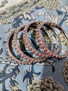 Elegant Pearl and Stone Bangles Set