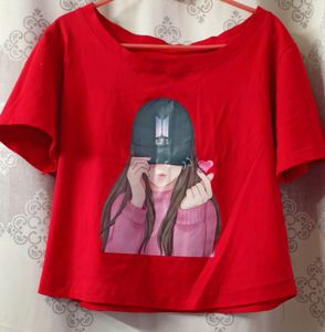 BTS Crop Top Red To