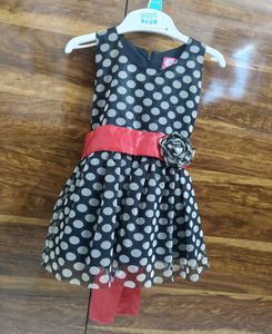 Cute Polka Dot Dress with Red Sash