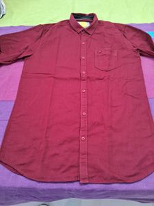 Men's Burgundy Button-Up Shirt