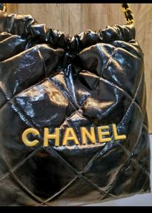 Chic Black Patent Leather Chain Bag