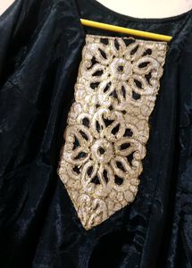 black kurta with golden lace