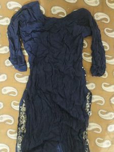 Elegant Navy Blue Kurta with Mirror Work