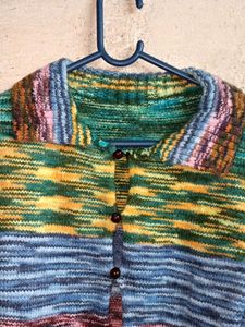 Trendy Winter Cropped Cardigan Sweater Multicolour