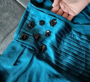 Elegant Teal Pleated Top