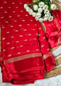 Karva Chauth Special Red & Gold Embellished Saree