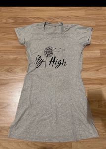 Cute Grey "Fly High" T-Shirt Dress