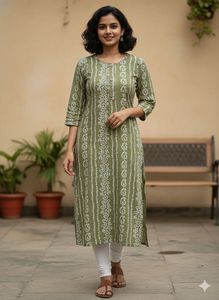 Elegant Olive Green Printed Kurta