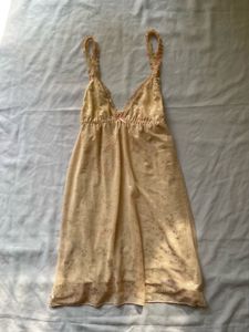 Peach Lace Trim mini dress