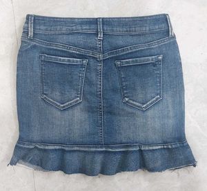 Vintage Denim Ruffle Skirt