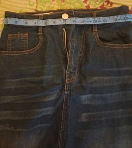 2000s Denim Slit Midi Skirt