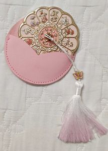 Twelve flower portable  pocket mirror with tassel