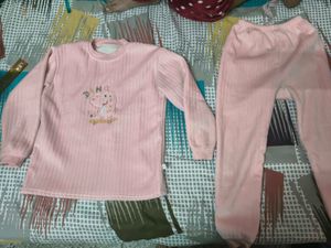 Adorable Pink Dino Fleece Cord set for 5-7 years