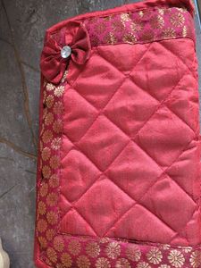 Elegant Red Brocade Travelling Jewellery Pouch