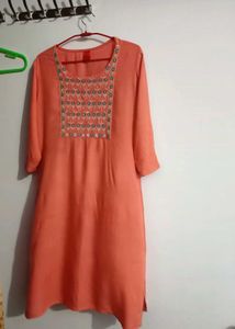 Orange Embroidered Kurta