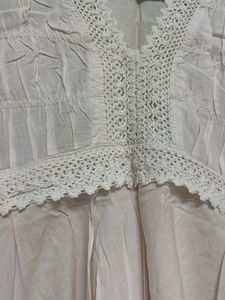 Boho Crochet Trim White short kurta