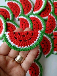 Watermelon Crochet Keychain