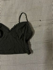 Black Cami Top with Lace Trim