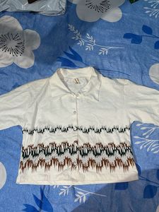 White Printed Short Sleeve Shirt