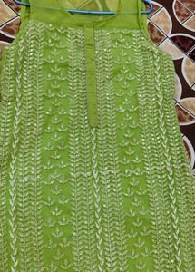 Lime Green Embroidered Kurta