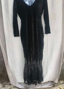 I. Black Velvet Lace Maxi Dress