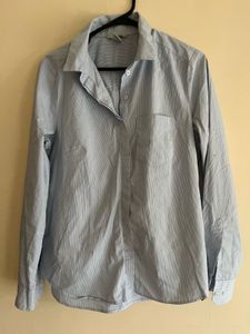 H&amp;M Light Blue Striped Button-Up Shirt
