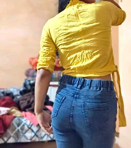 Yellow Cat Print Top