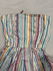 Colorful Striped Strapless Dress