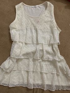 Chic Layered White Ruffle and PINK top  comb