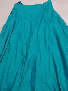 Stunning Teal Ethnic Skirt with Black Print