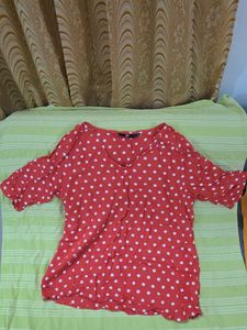 Fig Cute Red &amp; White Polka Dot Top