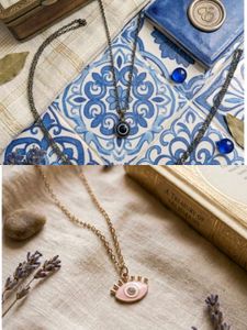 Pink & Blue Evil Eye Necklace
